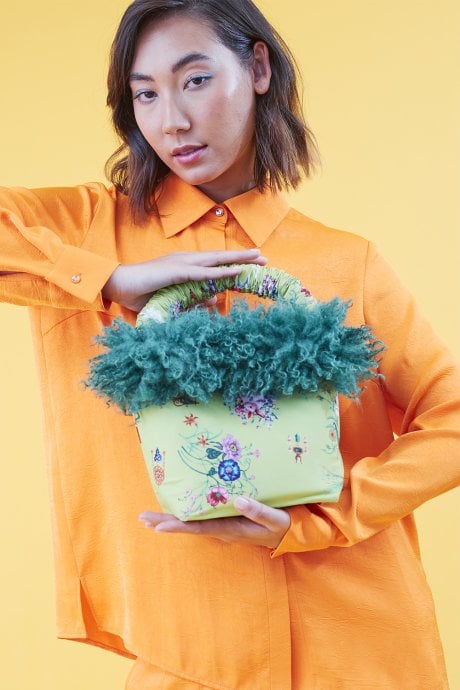 JAYLEY Floral Eco Faux Fur Bag