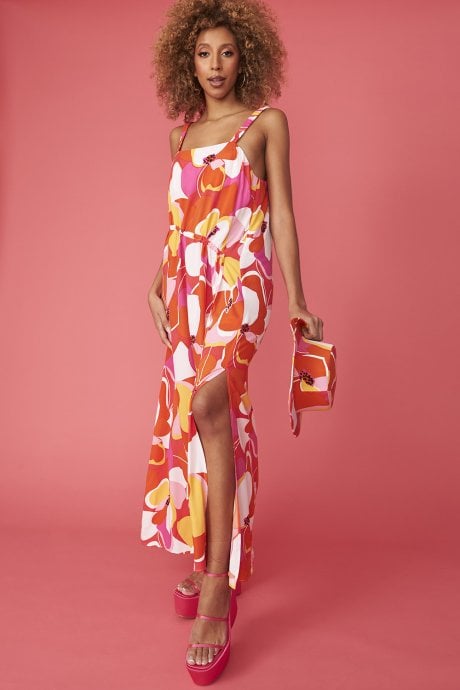 JAYLEY Florence Floral Maxi Dress with High Split