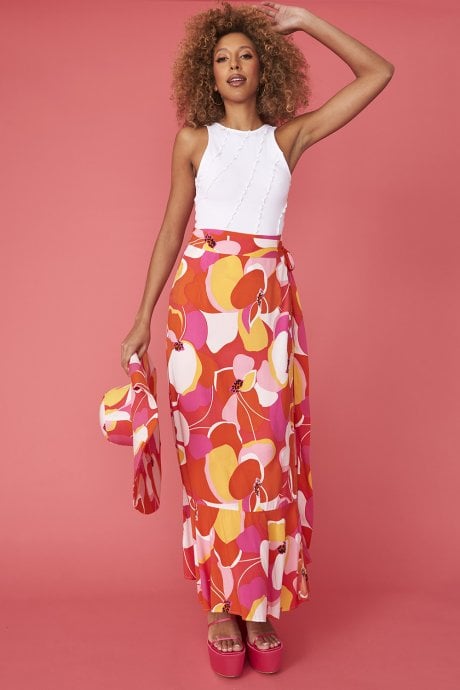 JAYLEY Florence Floral Maxi Wrap Skirt