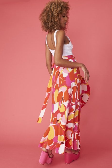JAYLEY Florence Floral Maxi Wrap Skirt