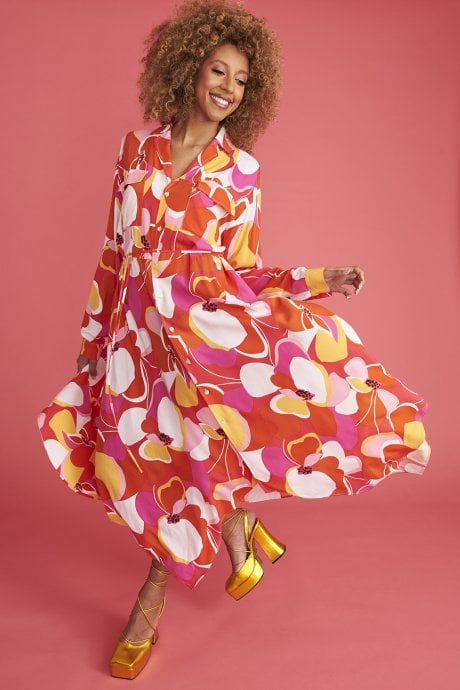 JAYLEY Florence Floral Shirt Dress