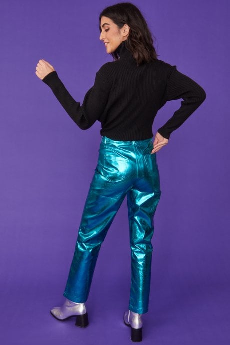 JAYLEY Funnel Neck Ribbed Jumper In Black