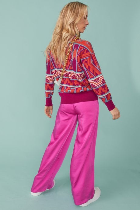 JAYLEY Geo Print Jumper In Pink And Red