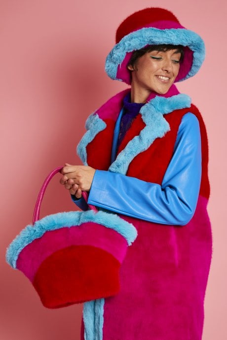 JAYLEY Gigi Bamboo Faux Fur Bucket Hat