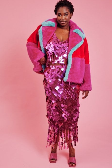 JAYLEY Gigi Patchwork Cropped Coat