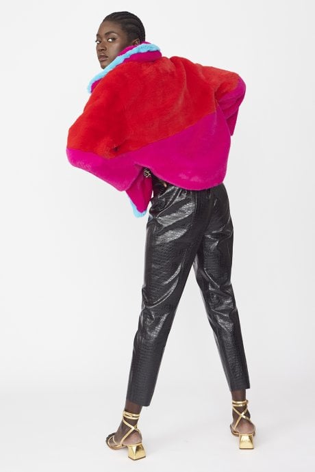 JAYLEY Gigi Patchwork Cropped Coat