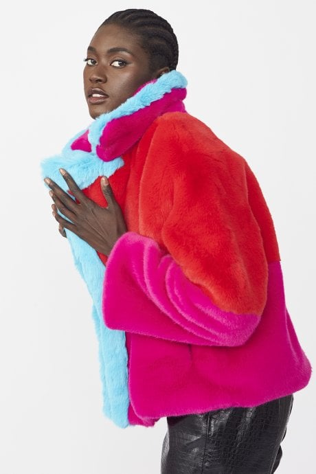 JAYLEY Gigi Patchwork Cropped Coat