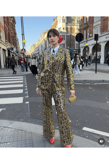 JAYLEY Gold Animal Print Sequin Blazer