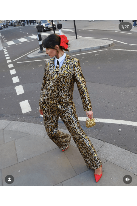 JAYLEY Gold Animal Print Sequin Blazer