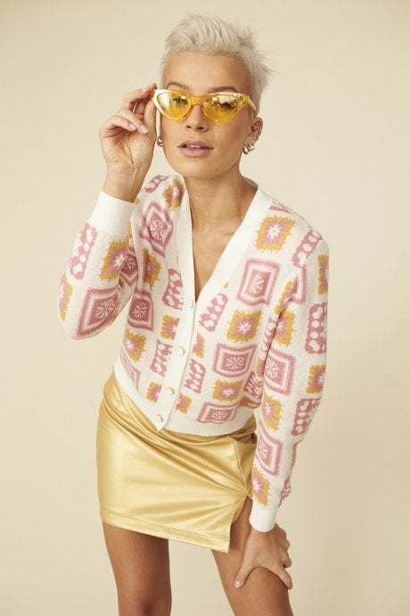 JAYLEY Gold Faux Leather Mini Skirt