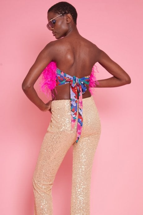 JAYLEY Gold Lightweight Sequin Trousers