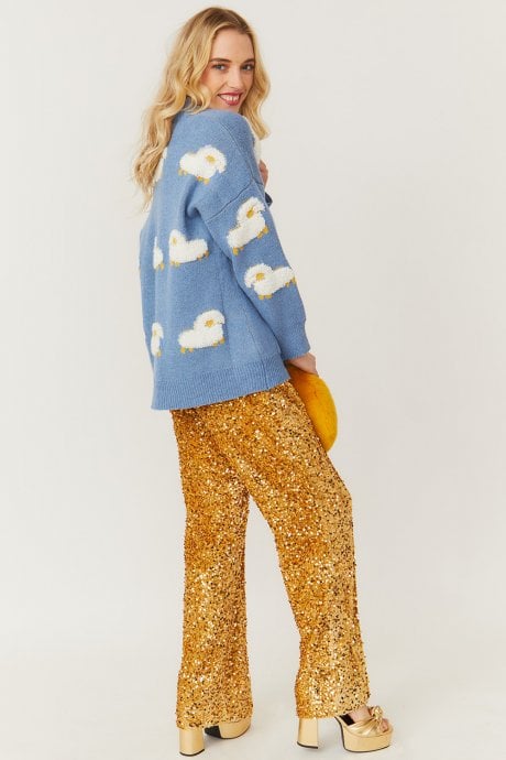 JAYLEY Gold Sequin Flares