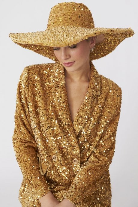 JAYLEY Gold Sequin Handmade Flapper Hat