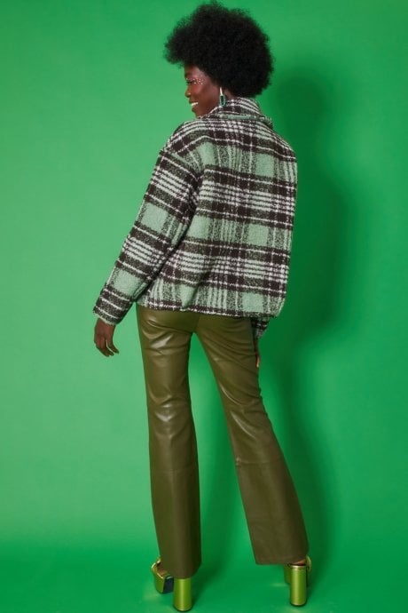 JAYLEY Green And Black Wool Check Jacket
