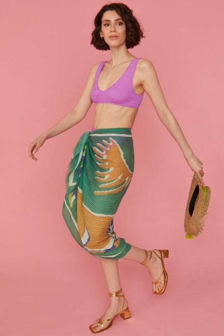 JAYLEY Green Cashmere Blend Wrap Sarong