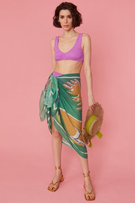 JAYLEY Green Cashmere Blend Wrap Sarong