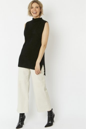 JAYLEY Green Cashmere & Wool Blend Sleeveless Tunic