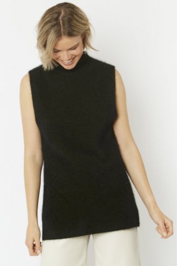 JAYLEY Green Cashmere & Wool Blend Sleeveless Tunic