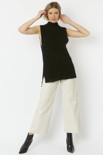 JAYLEY Green Cashmere & Wool Blend Sleeveless Tunic