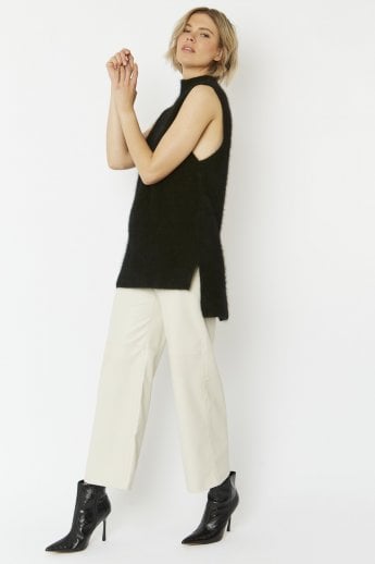 JAYLEY Green Cashmere & Wool Blend Sleeveless Tunic