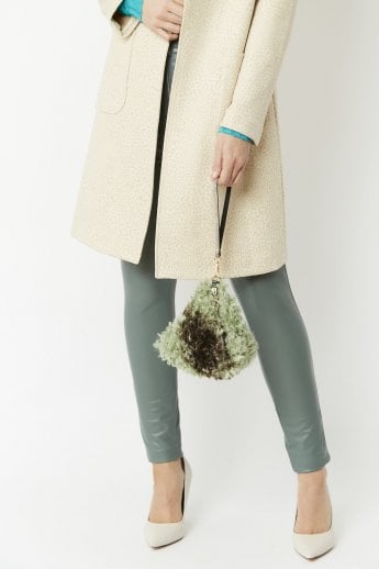 JAYLEY Green Elsa Faux Fur Bag