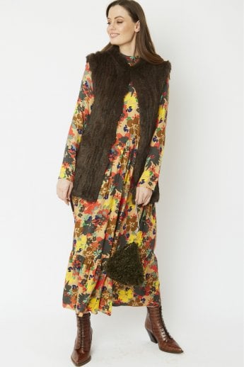 JAYLEY Green Elsa Faux Fur Bag