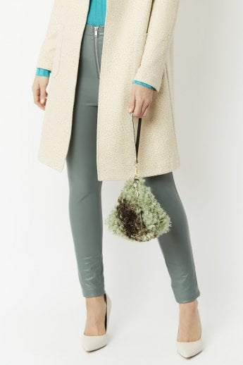 JAYLEY Green Elsa Faux Fur Bag