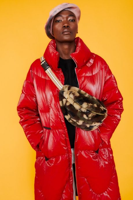 JAYLEY Green Faux Fur Belt Bag