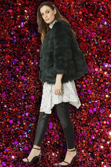JAYLEY Green Faux Fur Ella Coat
