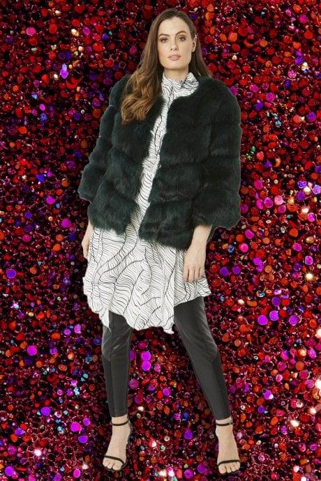 JAYLEY Green Faux Fur Ella Coat