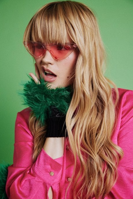 JAYLEY Green Faux Fur Fingerless Gloves