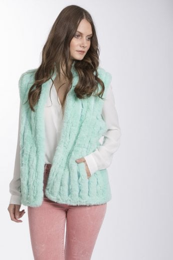 JAYLEY Green Faux Fur Gilet | Waistcoat