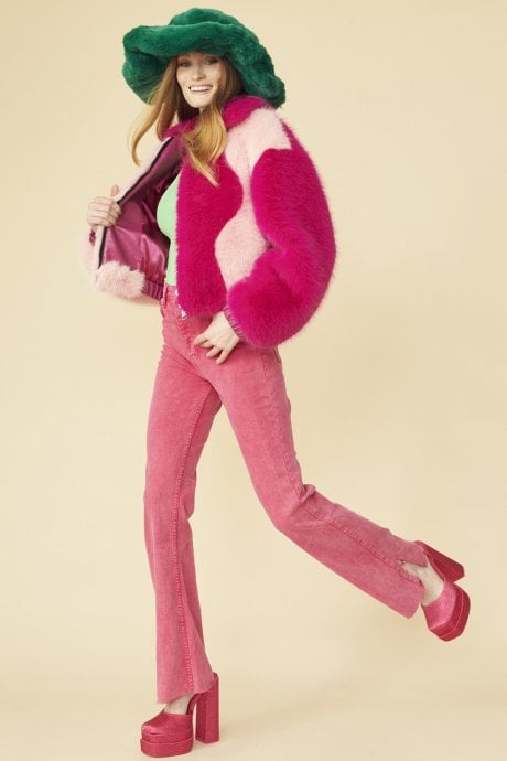 JAYLEY Green Faux Fur Oversized Hat