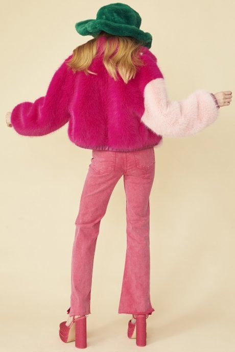 JAYLEY Green Faux Fur Oversized Hat