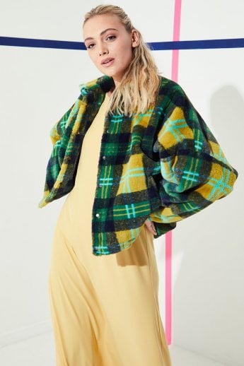 JAYLEY Green Faux Fur Reversible Jacket