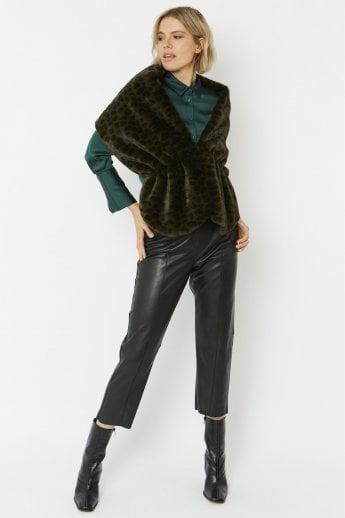 JAYLEY Green Faux Fur Stole