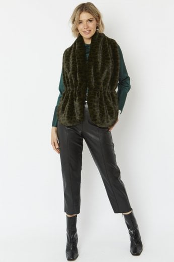 JAYLEY Green Faux Fur Stole