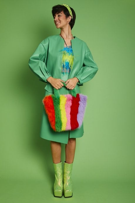 JAYLEY Green Faux Leather Jacket