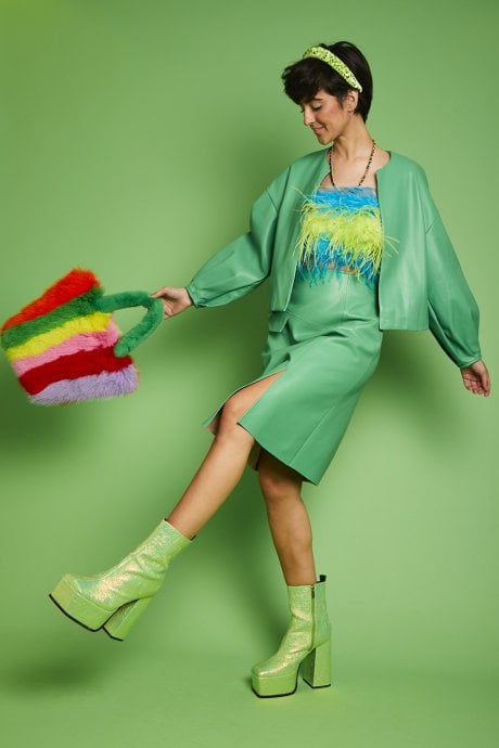 JAYLEY Green Faux Leather Jacket