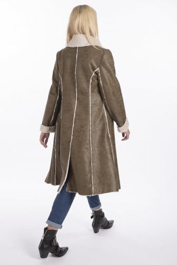 JAYLEY Green Faux Shearling Coat