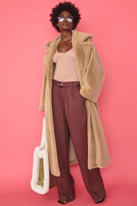 JAYLEY Green Faux Shearling Large Tote Shopper Bag