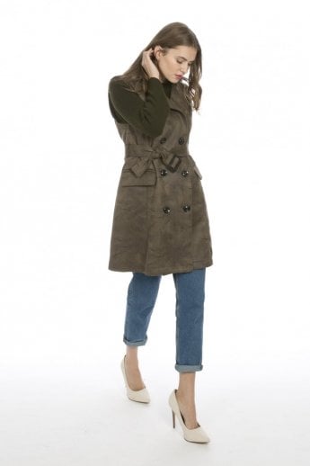 JAYLEY Green Faux Suede Gilet | Waistcoat