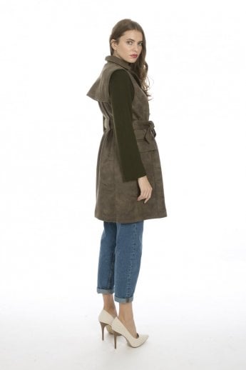 JAYLEY Green Faux Suede Gilet | Waistcoat