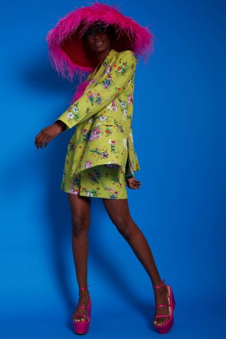 JAYLEY Green Floral Tencel Shorts