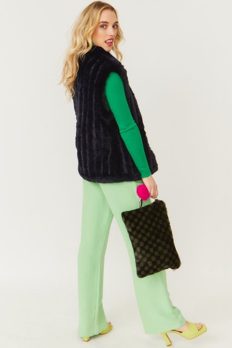 JAYLEY Green Luxury Faux Fur Bag