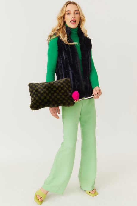 JAYLEY Green Luxury Faux Fur Bag