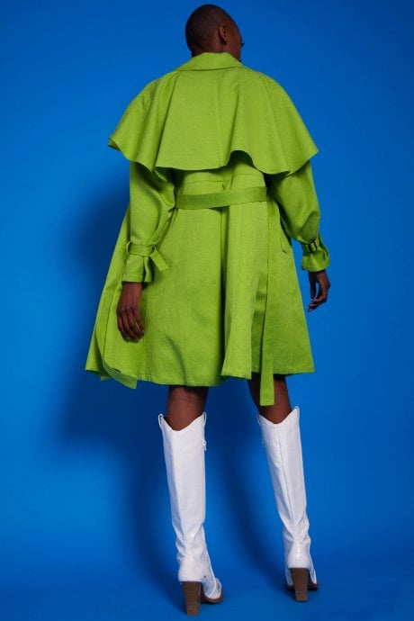 JAYLEY Green Midi Trench Coat