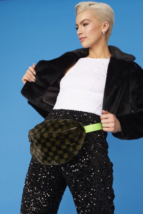 JAYLEY Green Multi Faux Fur Bum Bag