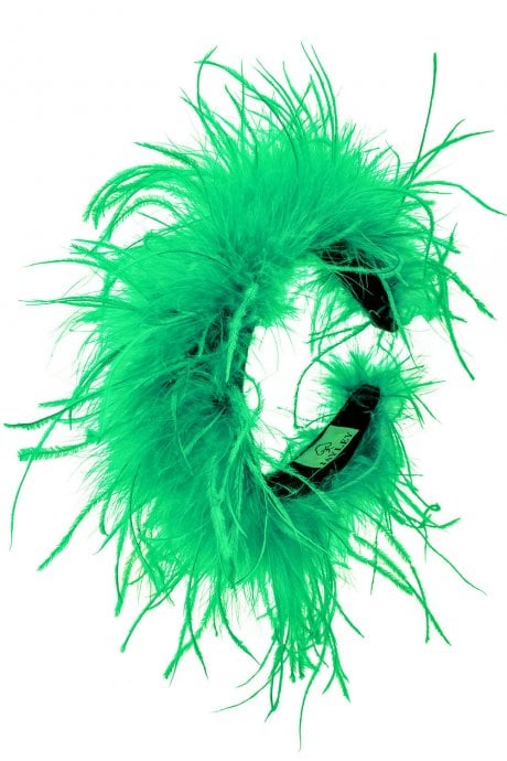JAYLEY Green Ostrich Feather Headband