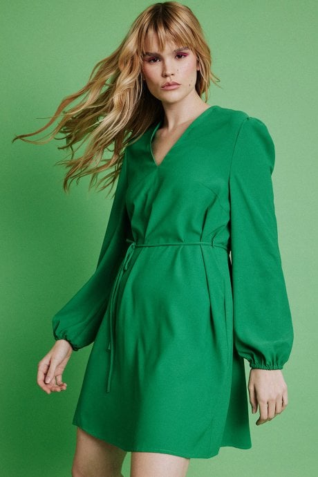 JAYLEY Green Silk Blend Dress